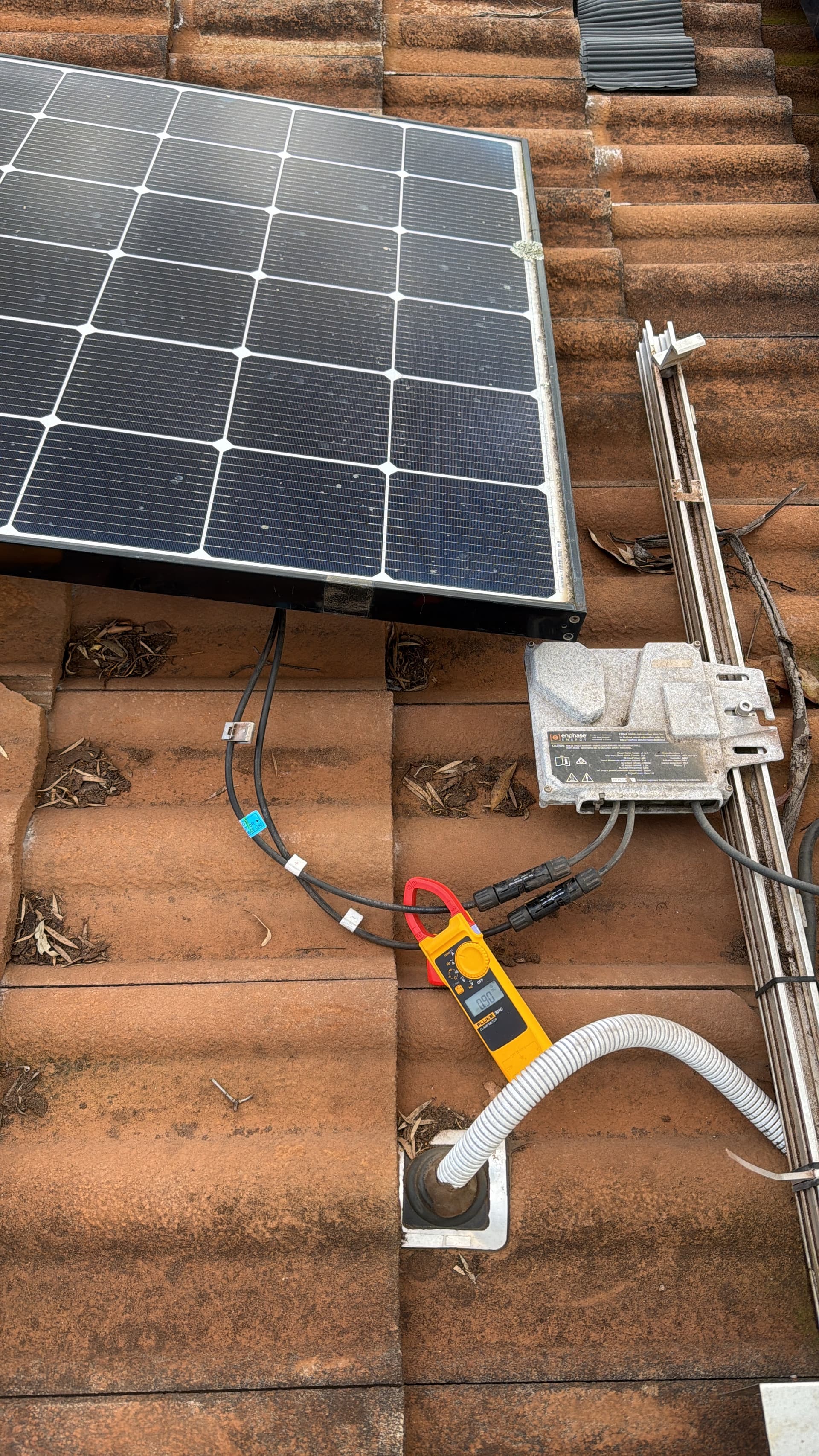 Solar inverter replacement being carried out by licensed electrician at Sydney residential property